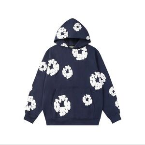 Denim Tears Navy Blue Floral Hoodie Size Medium | New With Tags Authentic